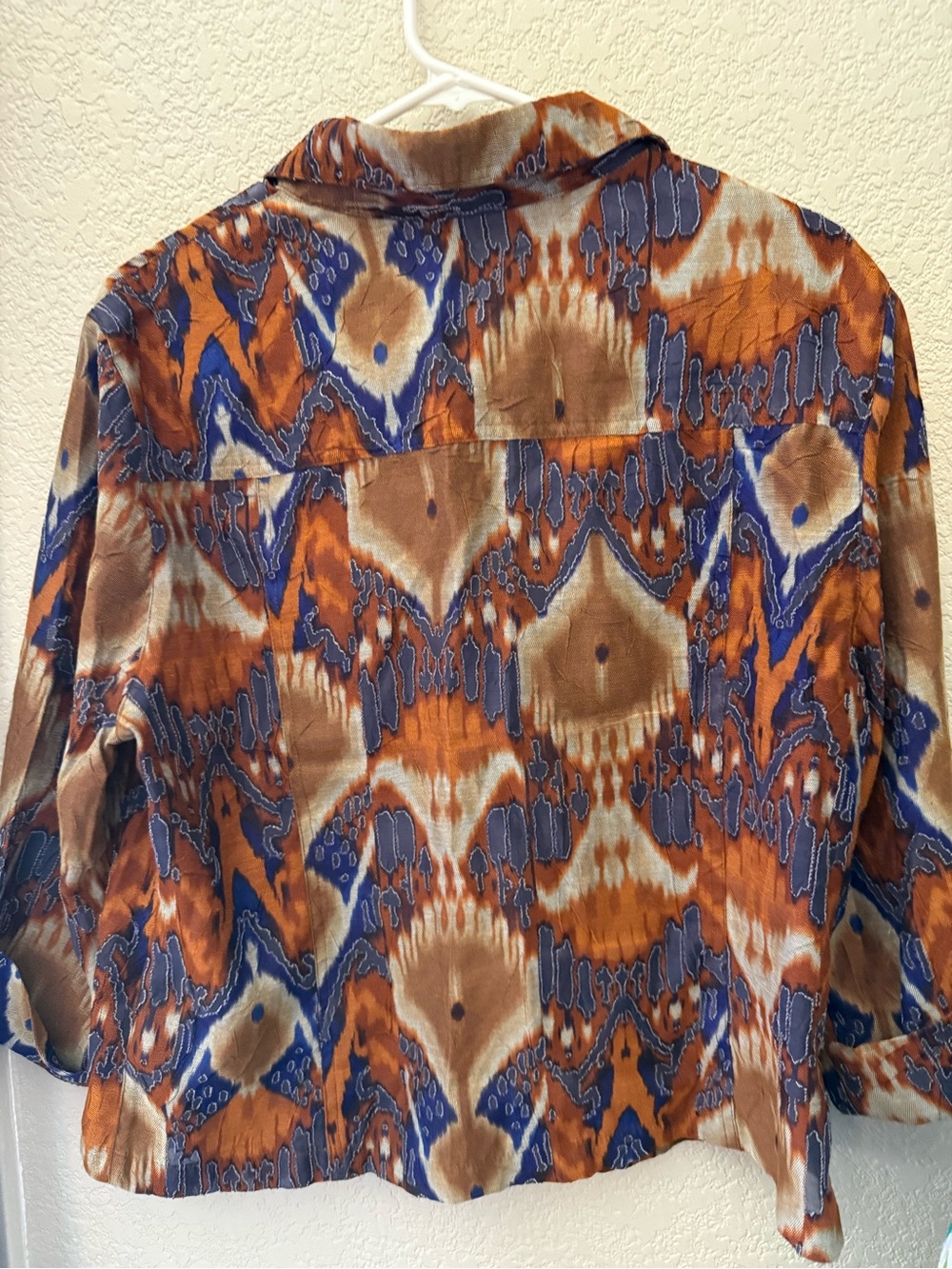 Ruby Rd. Orange Blue Brown Patterned Button-Down Top - Picture 4 of 4